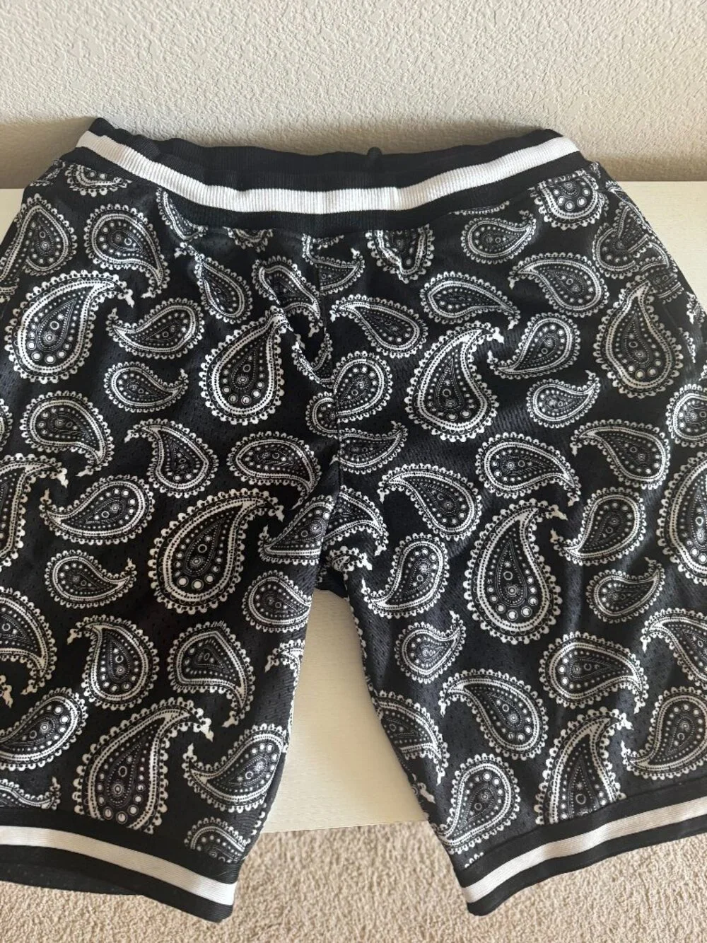 CSG Paisley Mesh Basketball Shorts Men's L Black White